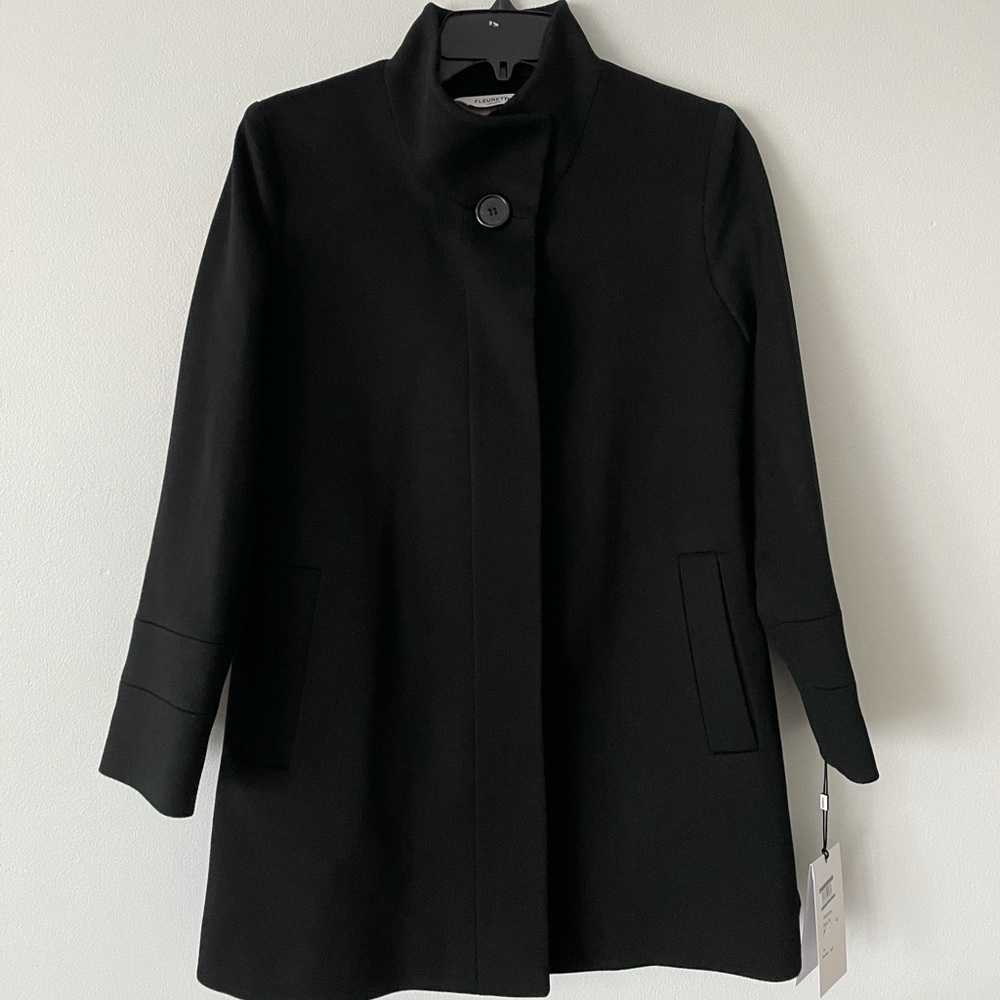 FLEURETTE Stand Collar Wool Car Coat - Picture 6 of 15